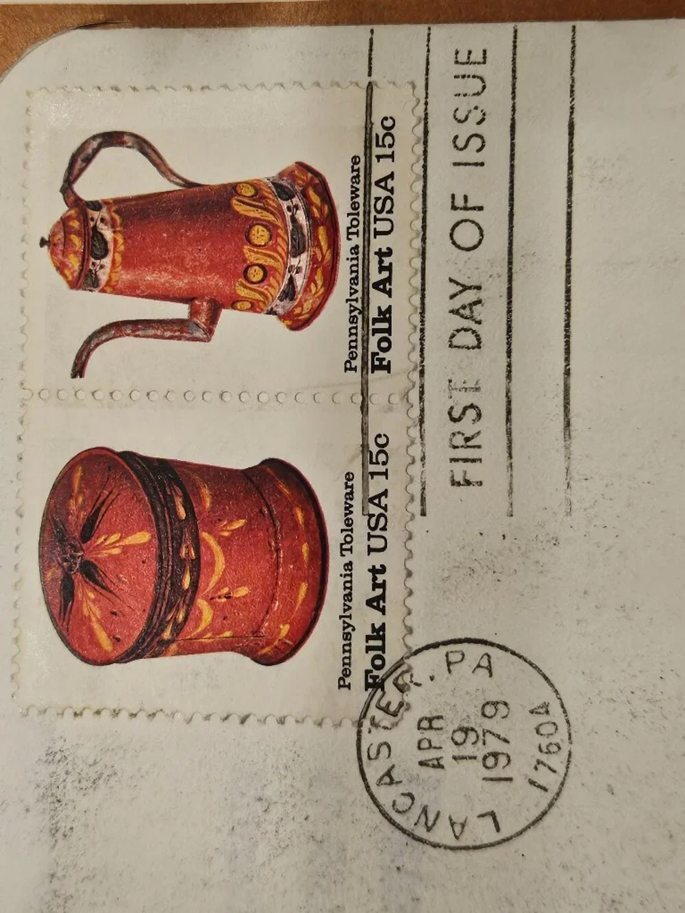 RARE COLLECTIBLE USPS 1ST DAY ISSUE COVER PENNSYLVANIA TOLEWARE FOLK ART STAMP 1
